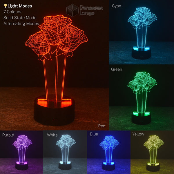 3 Roses 3D Lamp