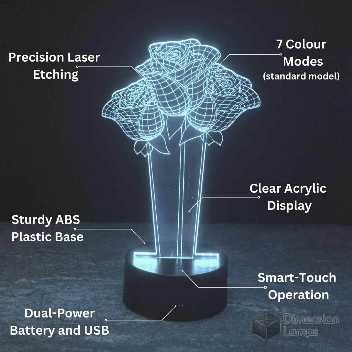 3 Roses 3D Lamp