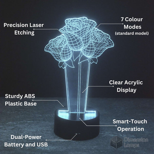 3 Roses 3D Lamp