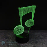 Musical note 3D lamp on a dark background by Dimension Lamps. Musician novelty gift idea. 