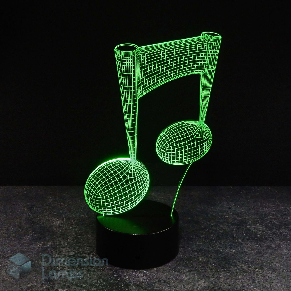 Musical note 3D lamp on a dark background by Dimension Lamps. Musician novelty gift idea. 