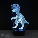 Cyan 3D baby dinosaur lamp on a black background. Perfect gift idea for kids that love dinosaurs.