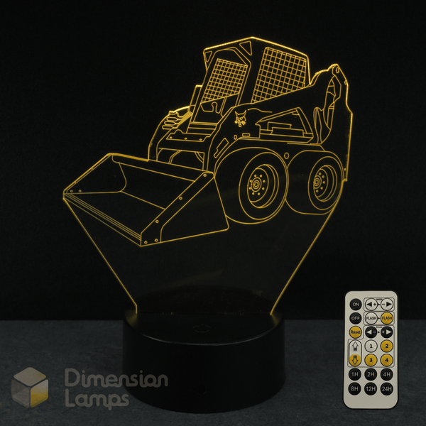 3D illusion lamp shaped like a Bobcat with a remote control on a dark background