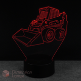 3D LED lamp of a bobcat skid steer loader on a black background with 'Dimension Lamps' branding.