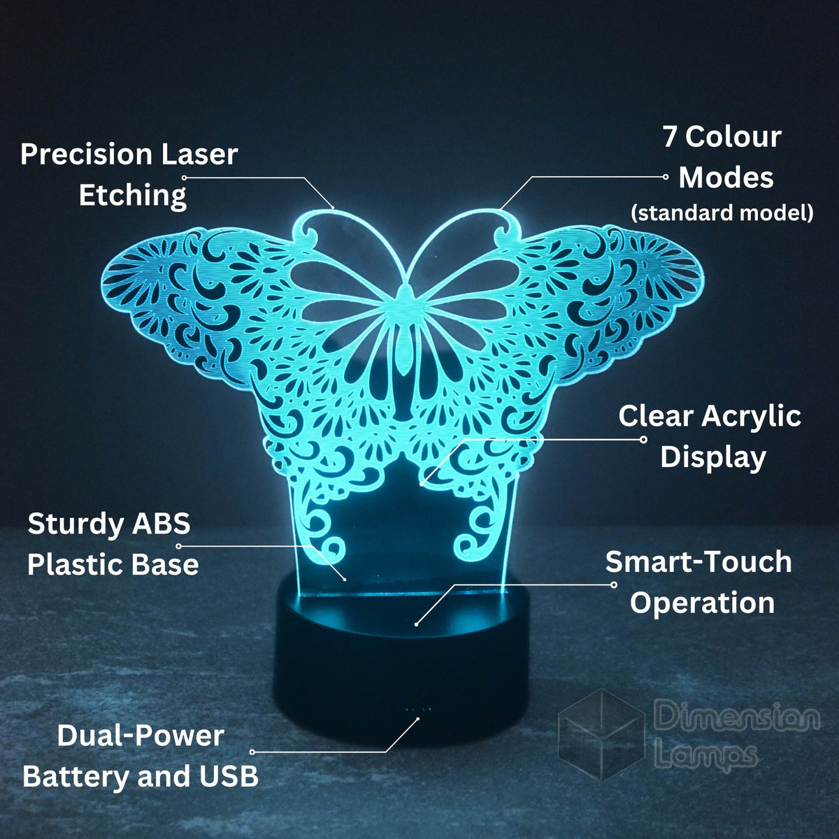 Butterfly Heart 3D Lamp