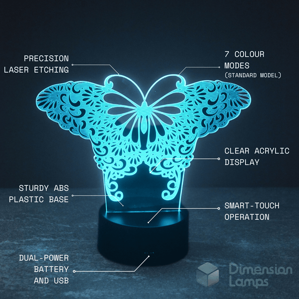 Butterfly Heart 3D Lamp