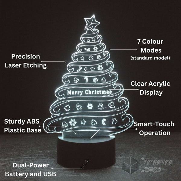 Christmas Swirl Tree 3D Lamp