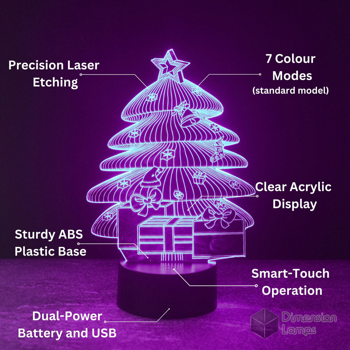 Christmas Tree With Presents 3D Lamp