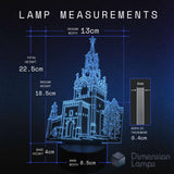 Measurement chart of a kids nightlight lamp design with architectural illustration and dimensions.
