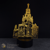 3D Kids nightlight Clock Tower model lamp on a black background with 'Dimension Lamps' branding.