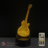Guitar-shaped night light with remote control. Gift idea for rock guitarists.