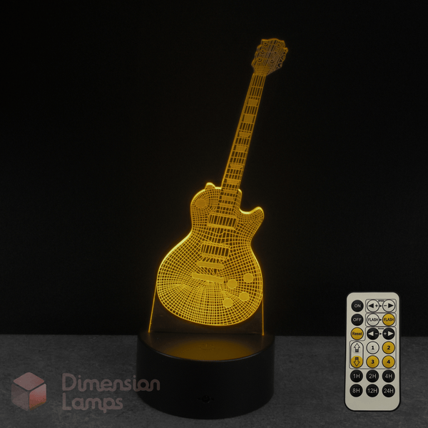 Guitar-shaped night light with remote control. Gift idea for rock guitarists.