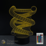 Yellow DNA Strand Double Helix lamp with remote control. Gift idea for kids interested in science.