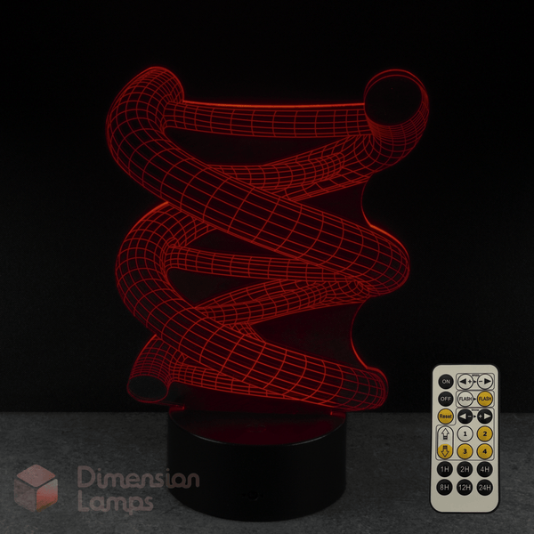 Red 3D DNA Strand Double Helix lamp with remote control, gifted student gift idea.