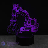 3D LED lamp shaped like a construction digger excavator on a black background 
