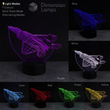 F 22 Raptor Jet lamp with colour changing options on a dark background. Kids night lamp Australia.