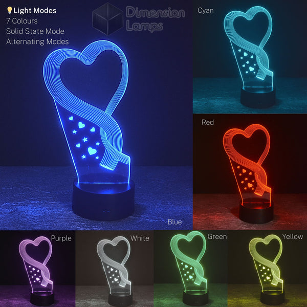 Heart Ribbon 3D Lamp