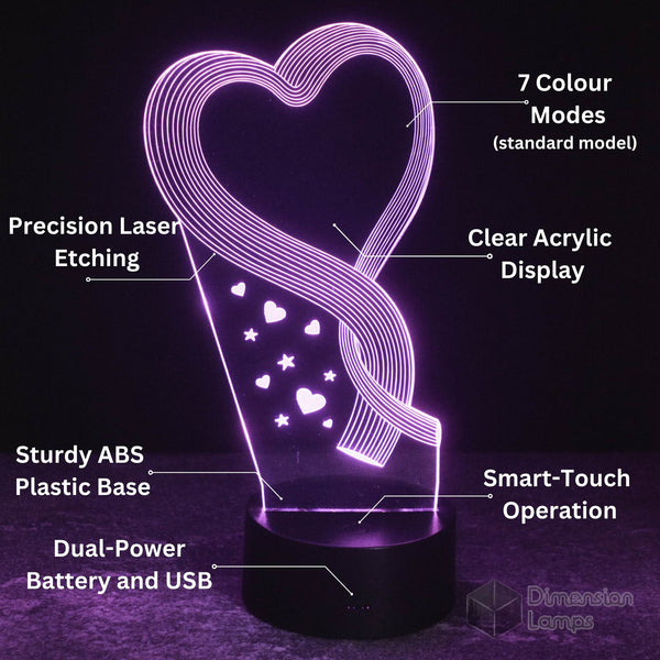 Heart Ribbon 3D Lamp