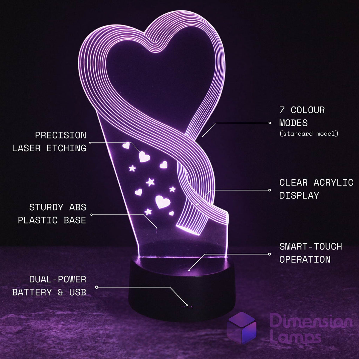 Heart Ribbon 3D Lamp