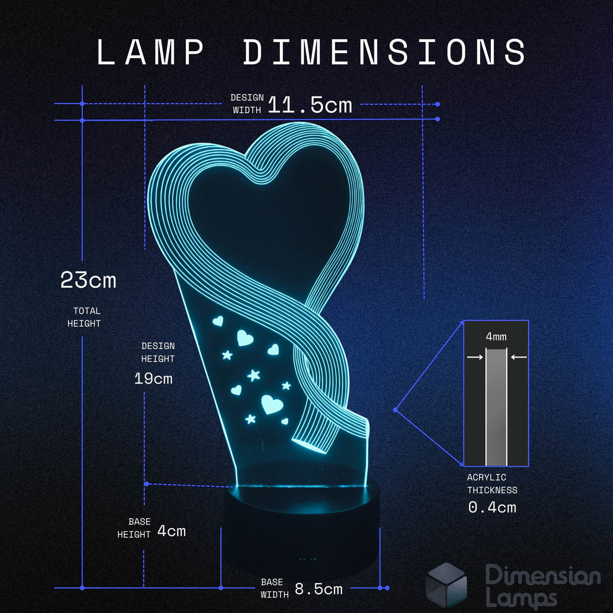 Heart Ribbon 3D Lamp