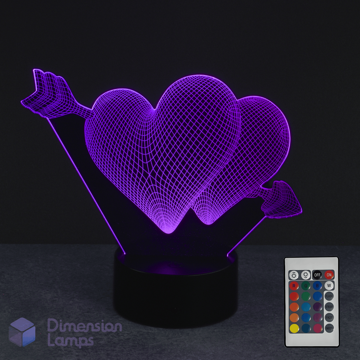 Hearts and Arrow 3D Lamp