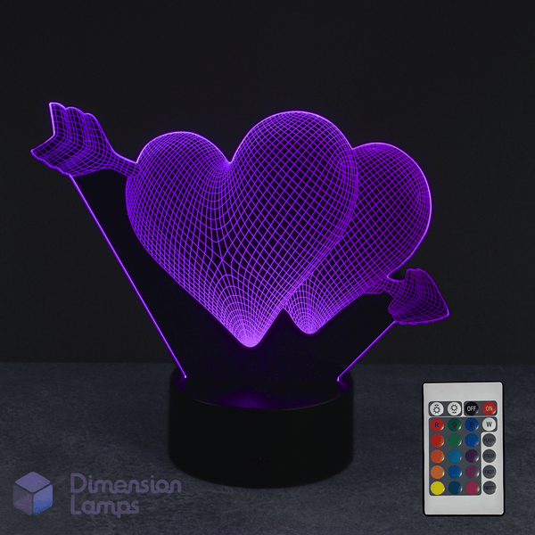 Hearts and Arrow 3D Lamp
