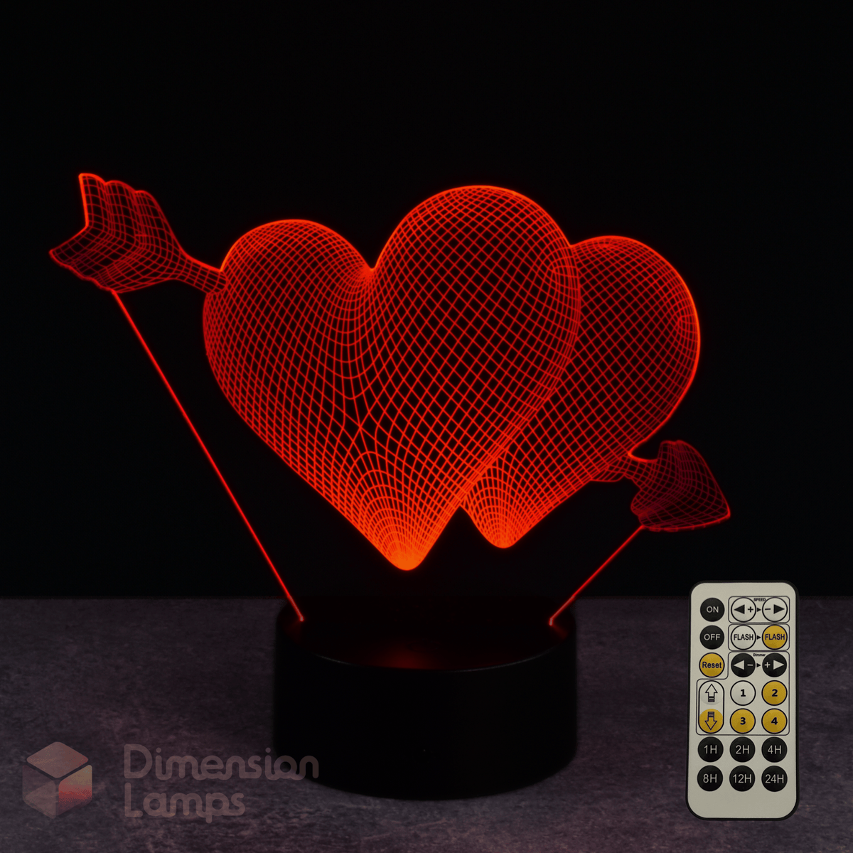 Hearts and Arrow 3D Lamp
