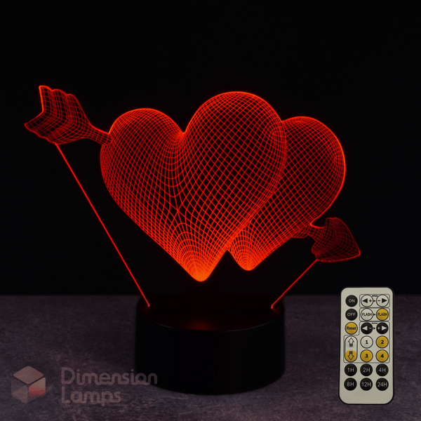 Hearts and Arrow 3D Lamp
