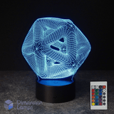 3D geometric lamp with remote control on a dark surface