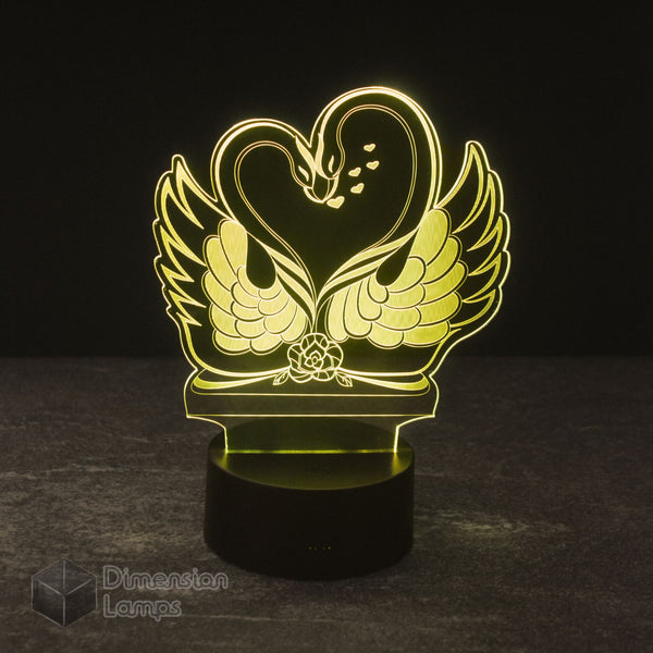 This charming yellow Swan Kiss 3D LED lamp adds a touch of romance to any home in Australia.