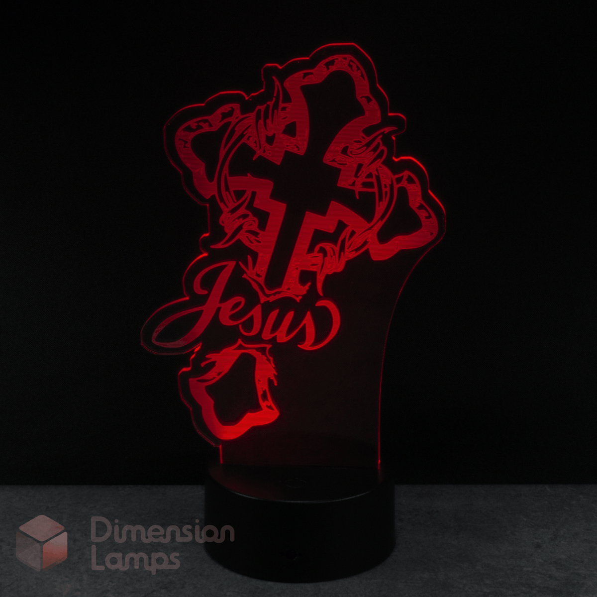 Red 'Jesus' text on a Christian or Catholic cross. Catholic teen gift idea.