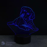 3D LED lamp shaped like a Labrador golden retriever puppy on a black background. A great gift idea for young girls.