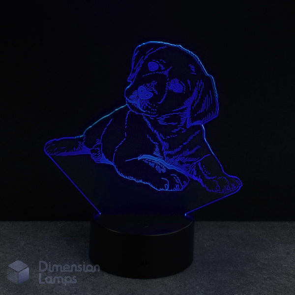 3D LED lamp shaped like a Labrador golden retriever puppy on a black background. A great gift idea for young girls.