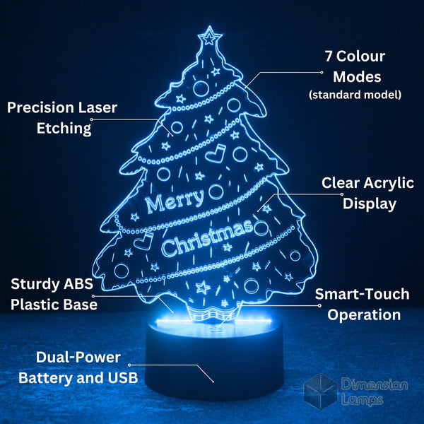 Merry Christmas Tree 3D Lamp