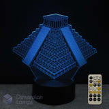 3D meso pyramid-shaped lamp with remote control on a dark background. - Ancient Architecture gift idea. 