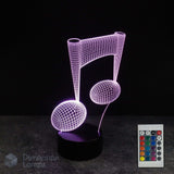 Musical note 3D lamp with a 16-colour remote control. Music teacher and music lover gift idea. 