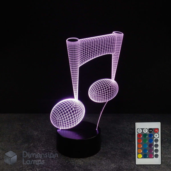 Musical note 3D lamp with a 16-colour remote control. Music teacher and music lover gift idea. 