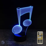 Musical note 3D lamp with a 7-colour remote control. Music teacher gift idea. 