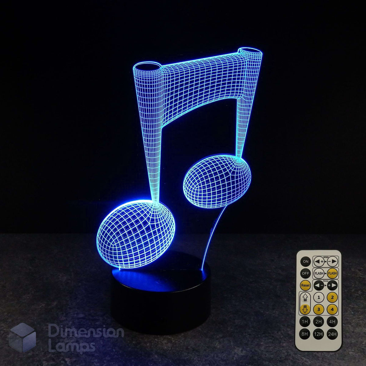 Musical note 3D lamp with a 7-colour remote control. Music teacher gift idea. 