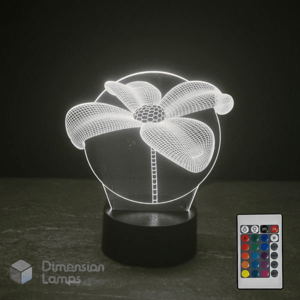 3D daisy lily flower lamp with remote control on a dark background
