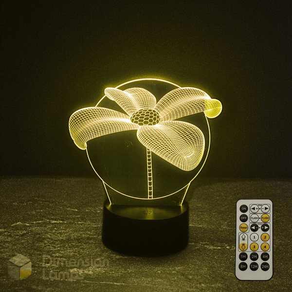 3D Lily Daisy flower-shaped lamp with remote control on a dark background