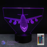 3D 747 airplane-shaped LED lamp with remote control on a dark surface