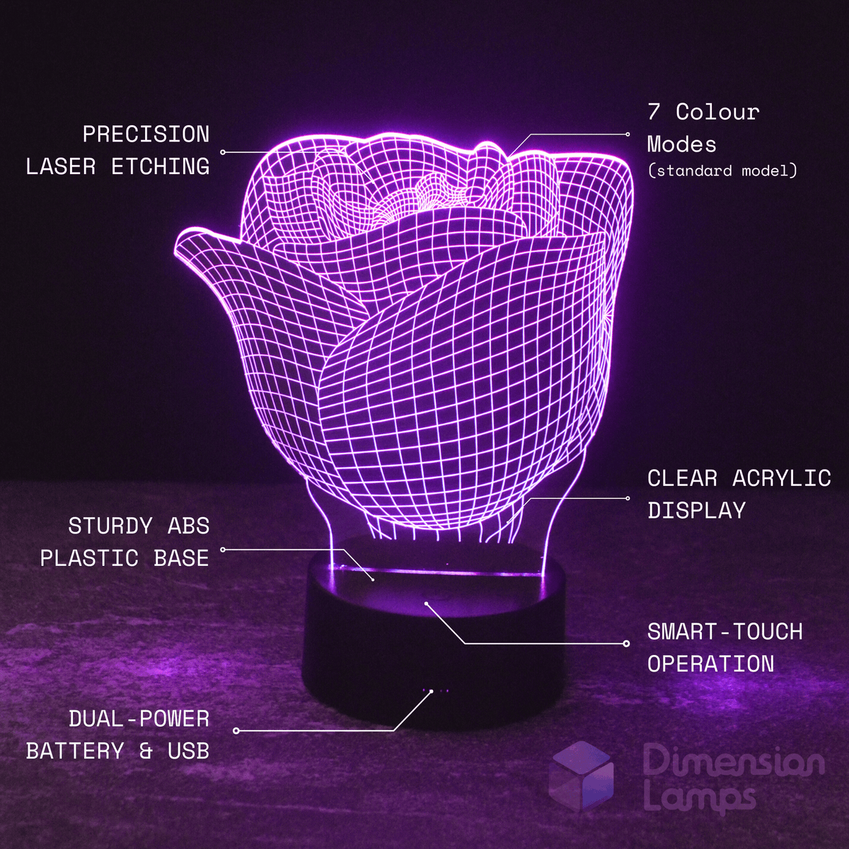 Rose Flower 3D Lamp