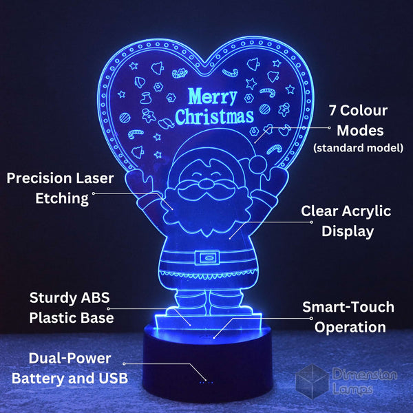 Santa Heart 3D Lamp