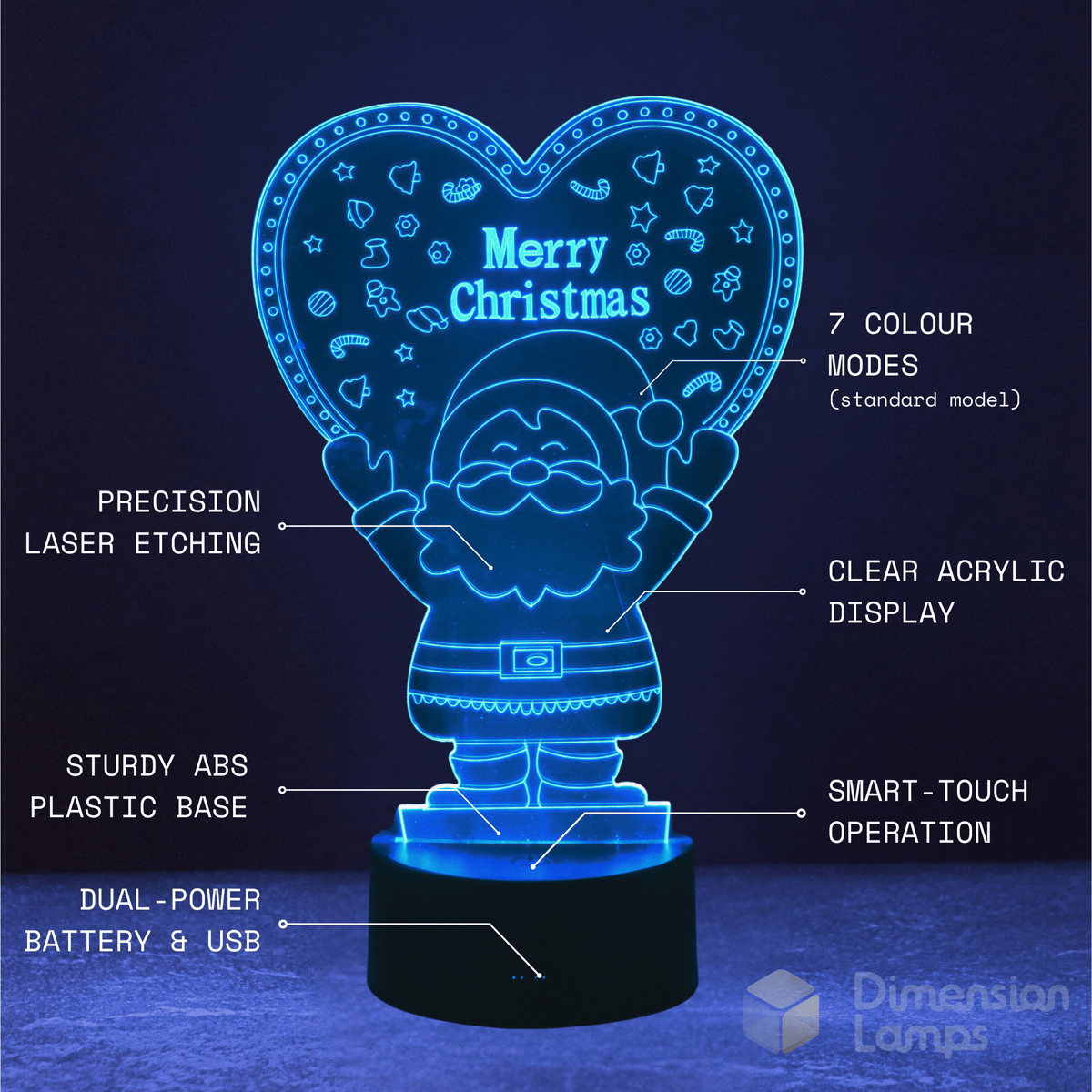 Santa Heart 3D Lamp