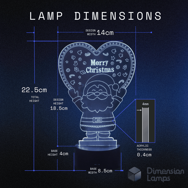 Santa Heart 3D Lamp