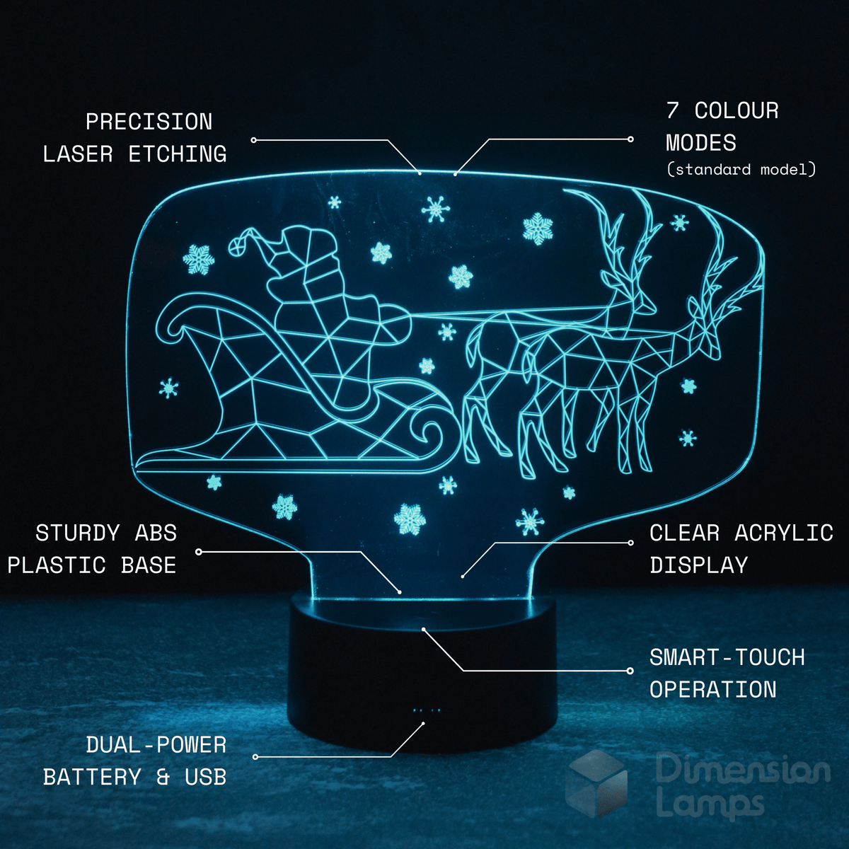 Santa Sled 3D Lamp