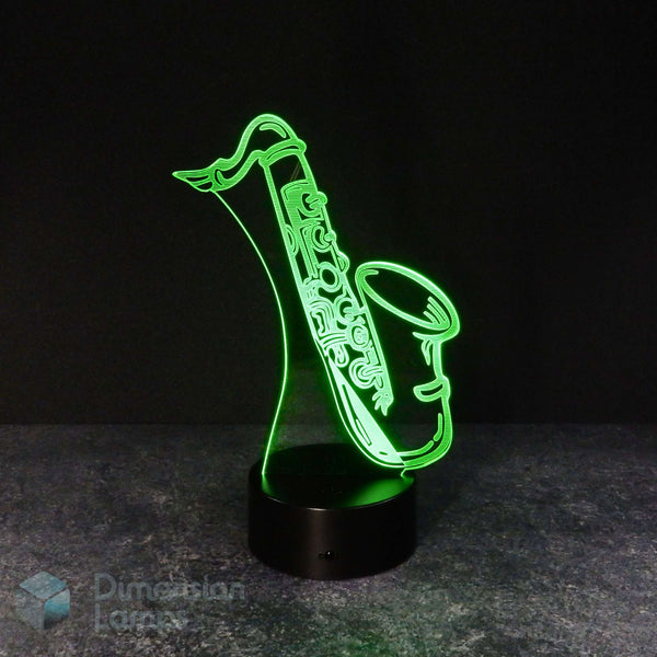 3D LED illusion lamp of a saxophone. Saxophone and jazz fan gift idea.