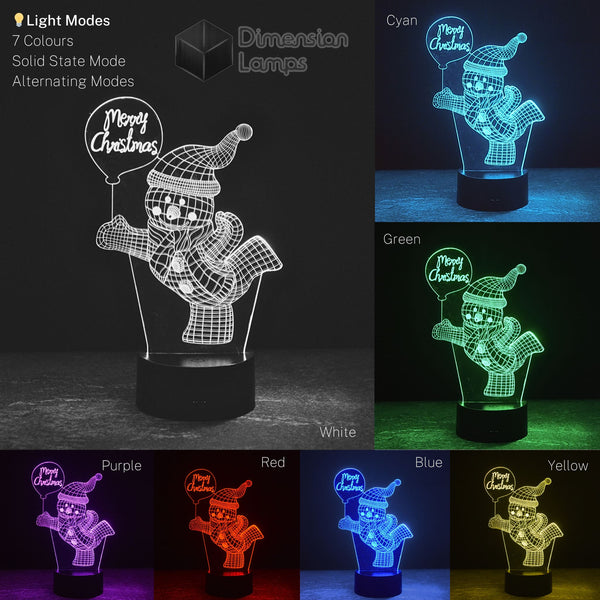 Ice-Skating Snowman 3D Lamp