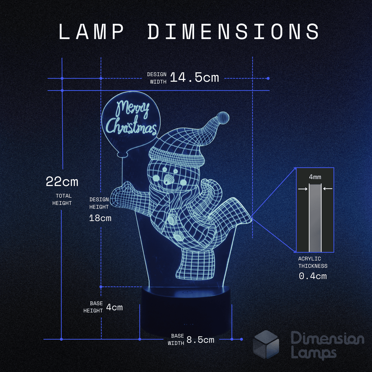 Ice-Skating Snowman 3D Lamp